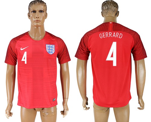England #4 Gerrard Away Soccer Country Jersey - Click Image to Close